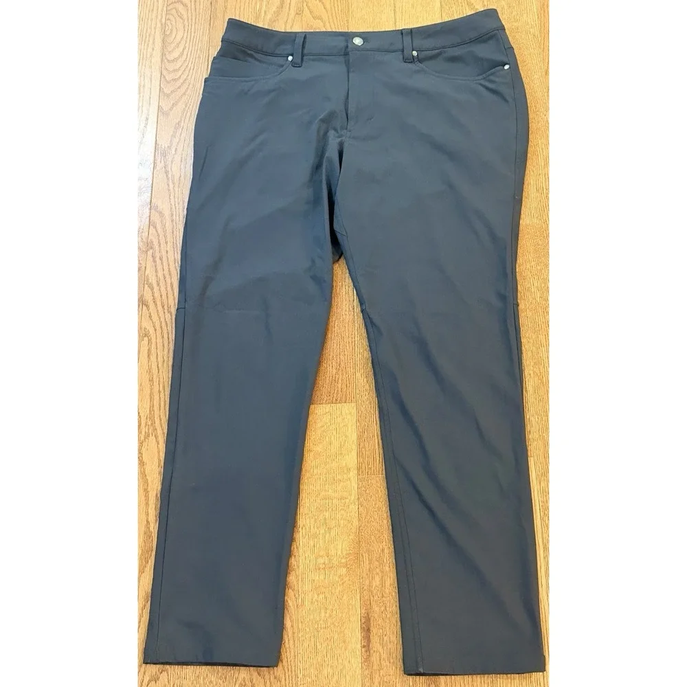 Lululemon Men's ABC 5 Pocket Pants Sz 34 Slim Tapered Dark Grey Stretch Business